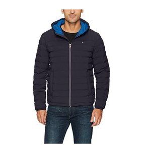 NWT Tommy Hilfiger Mens Ultra Loft Quilted Hooded Puffer Jacket L Blue $285 i320